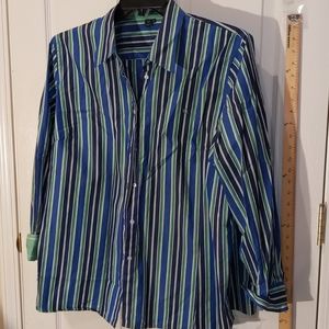 2X Ralph Lauren green and blue dress woman's shirt